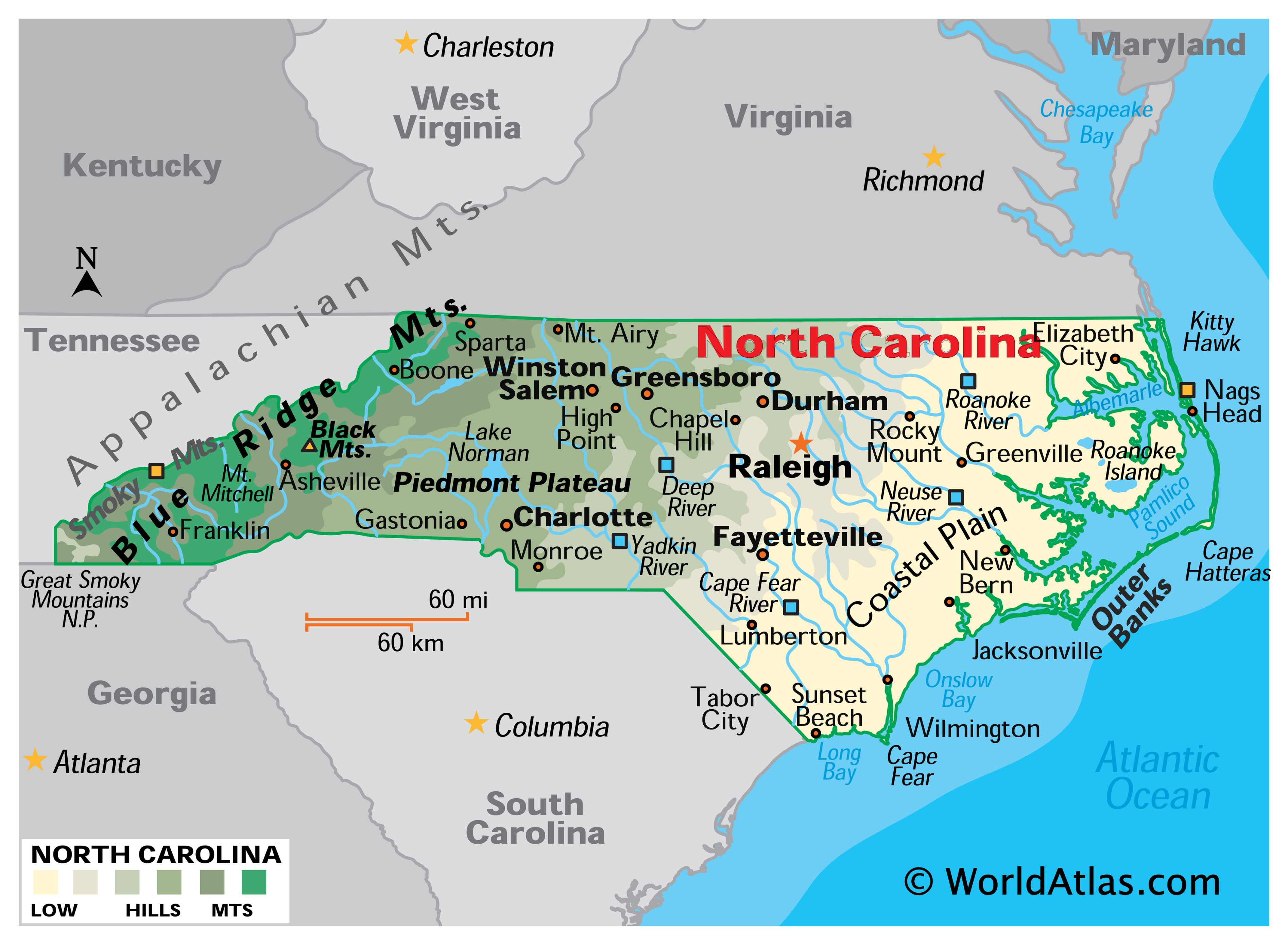 north carolina Post North Carolina Maps & Facts - World Atlas